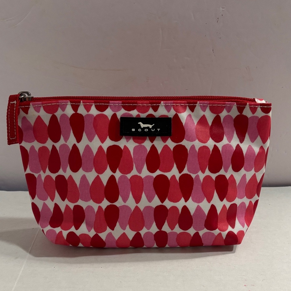 Scout Red and Pink Teardrop Cosmetic Bag NWOT